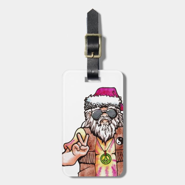 Hippie Santa Luggage Tag (Front Vertical)
