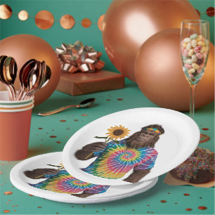Hippie Sasquatch in Tiedye With Sunflower Paper Plate