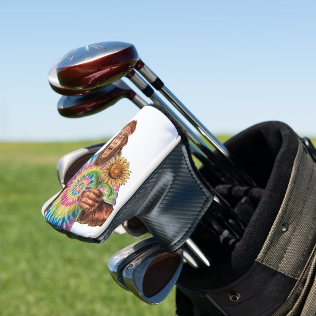 Hippie Sasquatch With Sunflower Golf Head Cover (In Situ)