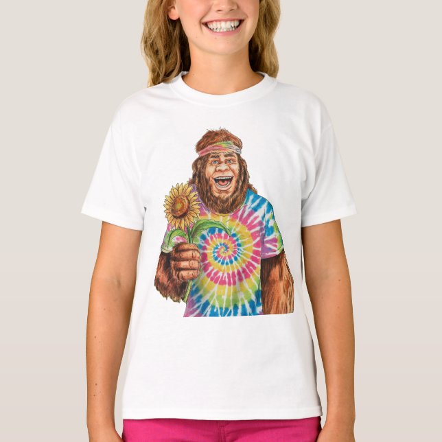 Hippie Sasquatch With Sunflower T-Shirt (Front)