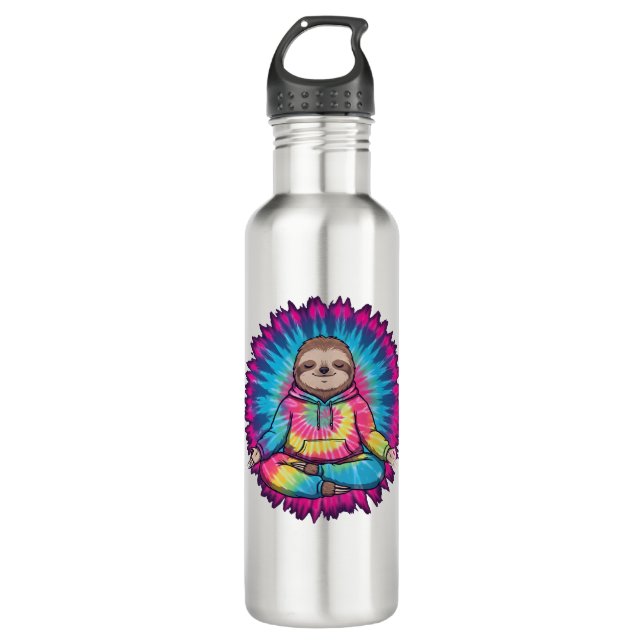 Hippie Sloth Peace Sign Tie-Dy 710 Ml Water Bottle (Front)