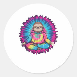 Hippie Sloth Peace Sign Tie-Dy Classic Round Sticker