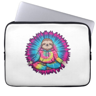 Hippie Sloth Peace Sign Tie-Dy Laptop Sleeve