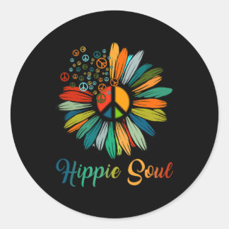 Hippie Soul Essential Peace Sign Hippie Sunflower Classic Round Sticker