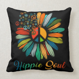 Hippie Soul Essential Peace Sign Hippie Sunflower Cushion