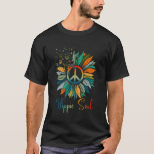 Hippie Soul Sunflower Daisy Peace Sign Retro Flowe T-Shirt