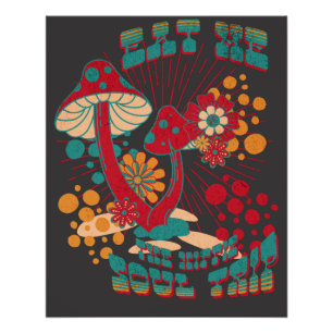 Hippie Soul Trip Summer Vintage Mushroom Poster