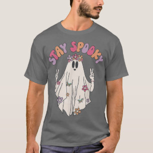 Hippie Stay Spooky Halloween Retro Floral Boho Gro T-Shirt