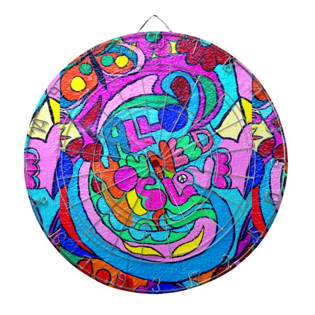 hippie style colourful dart boart dartboard (Front)