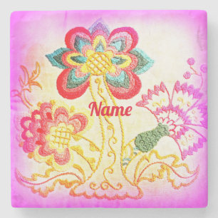hippie-style palm tree Thunder _Cove  Stone Coaster