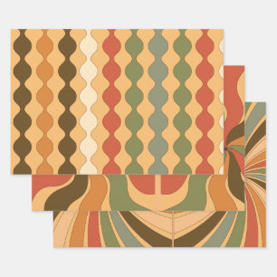Hippie Style Retro Design Wrapping Paper Sheet