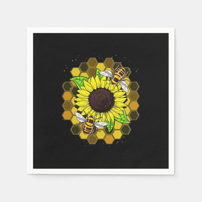 Hippie Sunflower Bees Napkin (Front)