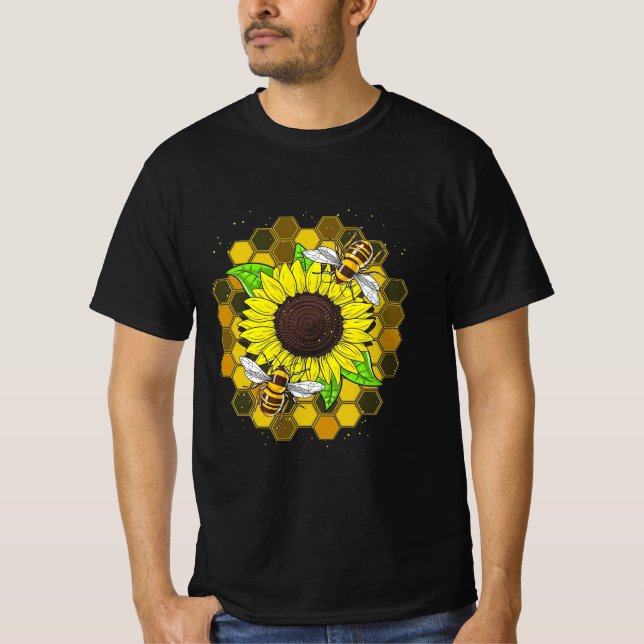 Hippie Sunflower Bees T-Shirt (Front)