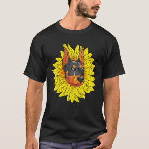 Hippie Sunflower Dog Owner Animal Dog Cute Doberm T-Shirt