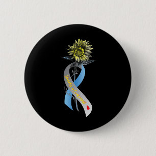 Hippie Sunflower Grey Blue Ribbon Type 1 Diabetes 6 Cm Round Badge
