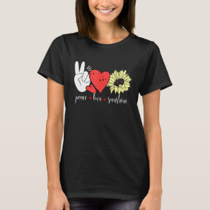 Hippie Sunflower Heart And Peace Sign Love Sunshin T-Shirt