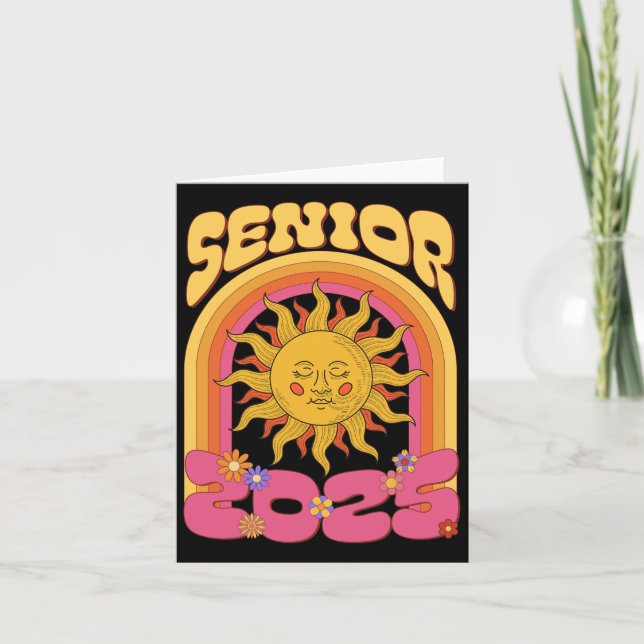 Hippie Sunshine Cl Of 2025 Senior 25 Grad Back To  Card (Front)