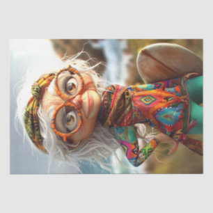 Hippie Surfin Grama Decoupage  Tissue Paper
