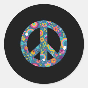 Hippie Symbol Peace Anti-war Logo Floral Peace Sig Classic Round Sticker