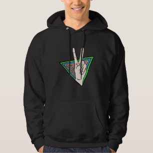 Hippie Symbols Two Fingers As A Sign Of Victory Hoodie