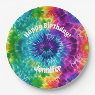 Hippie Tie Dye Birthday Paper Plate