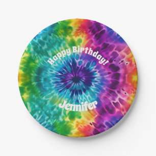 Hippie Tie Dye Birthday Party Paper Plate