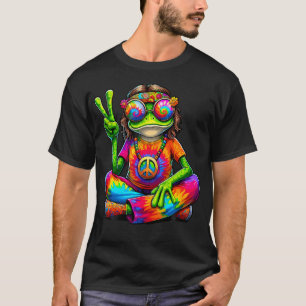 Hippie Tie Dye Frog 60'S 70'S Hippie Peace Sign T-Shirt