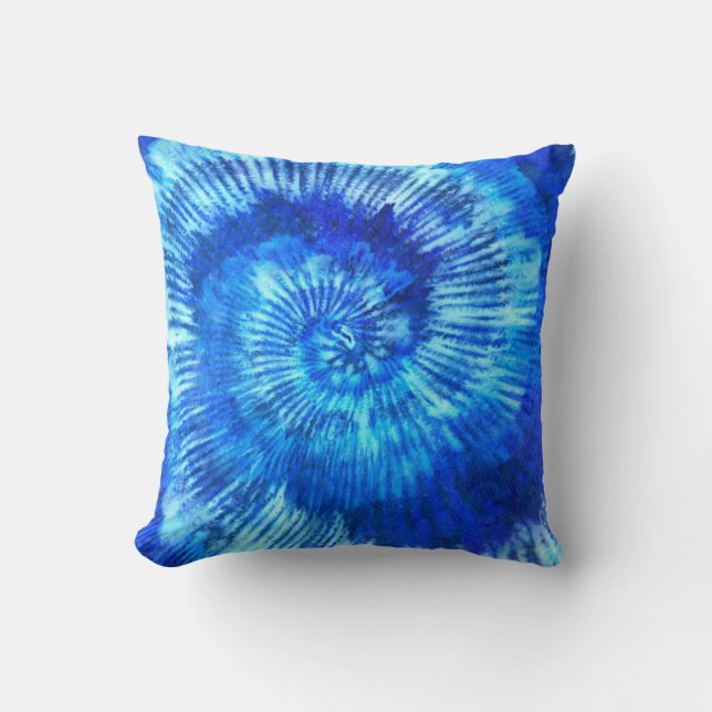 Hippie Tie Dye Pattern Watercolor Blue Modern   Cushion (Front)