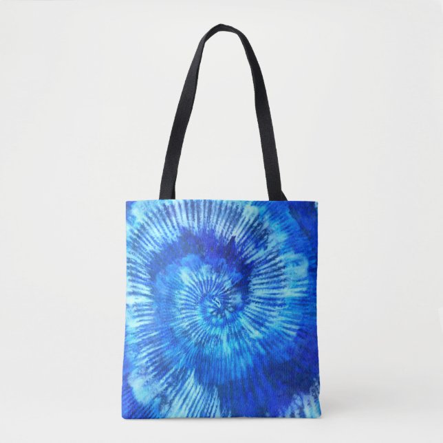 Hippie Tie Dye Pattern Watercolor Blue Modern   Tote Bag (Front)