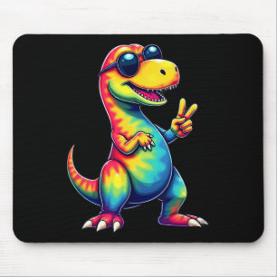 Hippie Tie Dye T-rex Dino Peace Sign  Mouse Pad