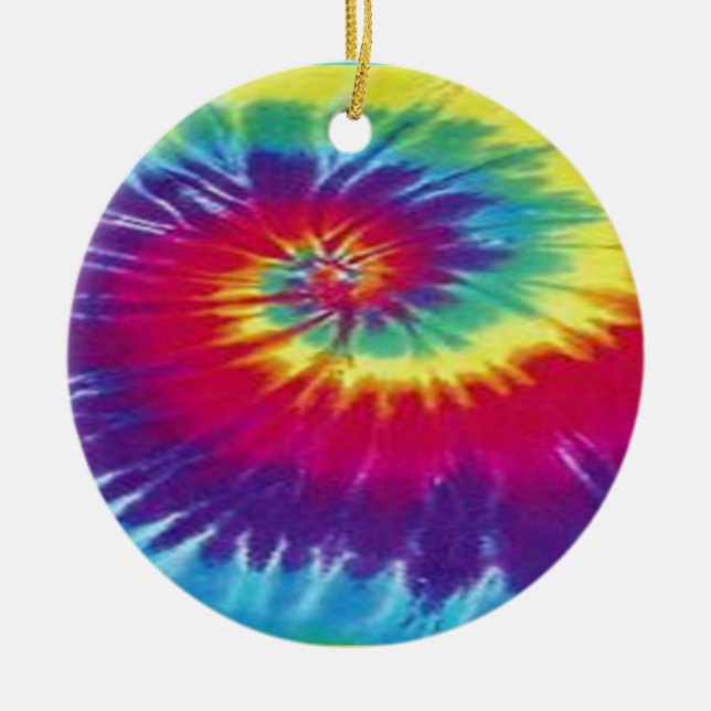 Hippie tie dye tee ceramic tree decoration (Front)