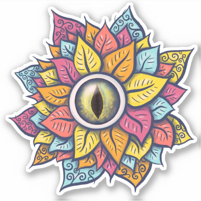 Hippie Trippy Eye Flower Colourful Psychedelic (Front)