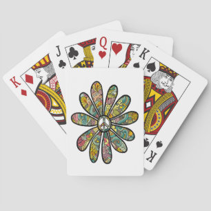 Hippie Trippy Flower Power Peace Sign Seventies Playing Cards