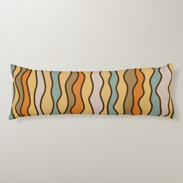 Hippie Trippy Groovy Vertical Stripe 70s Pattern Body Cushion (Front)