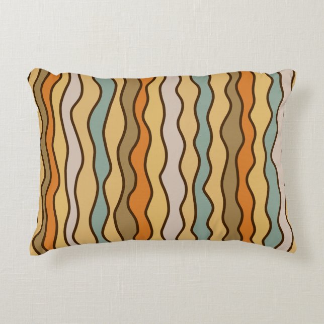 Hippie Trippy Groovy Vertical Stripe 70s Pattern Decorative Cushion (Front)