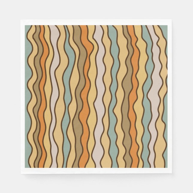 Hippie Trippy Groovy Vertical Stripe 70s Pattern Napkin (Front)