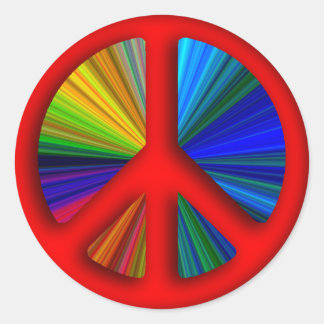 Hippie Trippy Peace Sign Classic Round Sticker