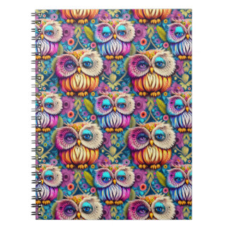 Hippie Trippy Psychedelic Colourful Owl  Notebook