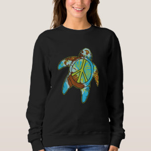 Hippie Turtle Earth Day Save Planet Ocean Environm Sweatshirt