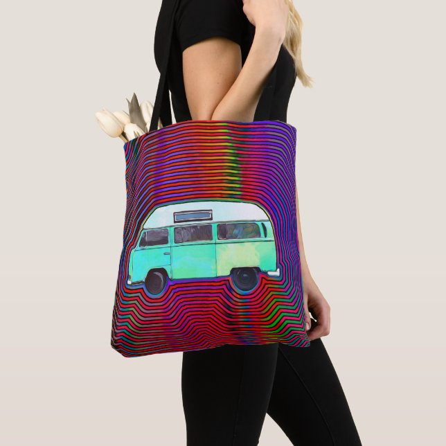 HIPPIE VAN COLORFUL TOTE PURSE (Close Up)