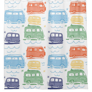 Hippie Van: Colourful 70s Pattern Shower Curtain