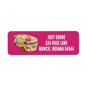 HIPPIE VAN GROOVY PINK Return Address Label