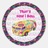 hippie van how i roll with groovy hearts