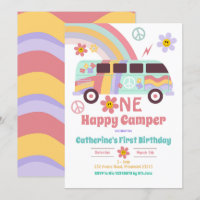 Hippie Van One Happy Camper First Birthday