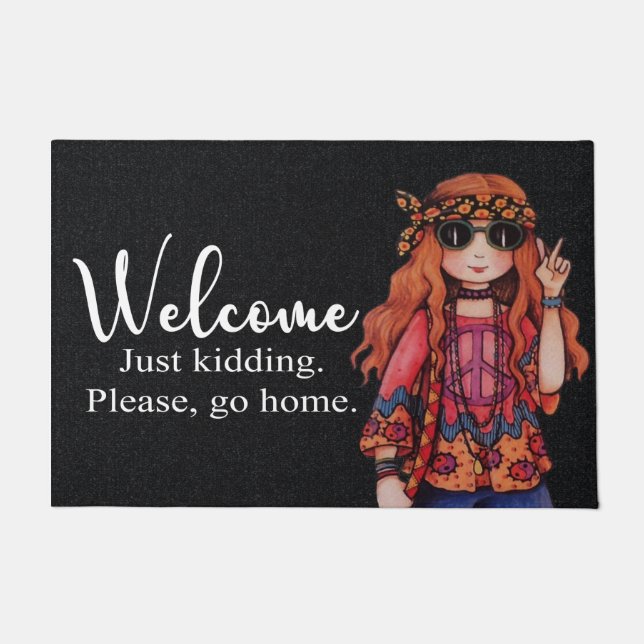 Hippie Welcome Doormat, Hippie Doormat (Front)