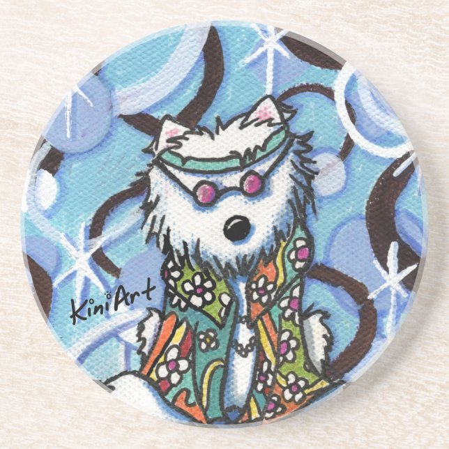 Hippie Westie Dog Coaster (Front)