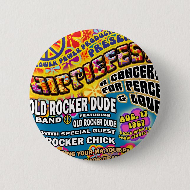 Hippiefest Concert Poster 6 Cm Round Badge (Front)