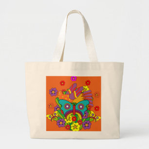 Hippies - Hippy Flower Power - Cute Hippies - 1970 Large Tote Bag