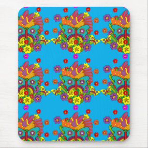 Hippies - Hippy Flower Power - Cute Hippies - 1970 Mouse Pad