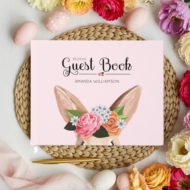 Hippity Hop Easter Floral Bunny Rabbit Baby Shower Guest Book (Hippity Hop Easter Floral Bunny Rabbit Baby Shower Guest Book)